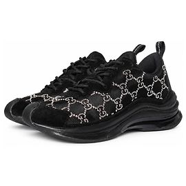 Gucci, baskets en mesh avec embellissements strass GG run Noir