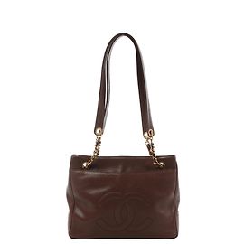 Borsa a tracolla Chanel Coco Mark in pelle caviar marrone Marrone