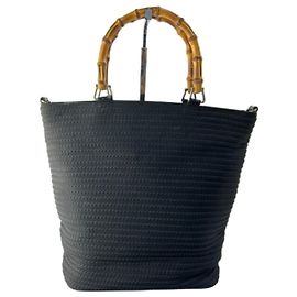 Bolsa Gucci Bamboo de palha Preto