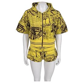 Galliano Vintage Yellow Printed Shorts Suit Set S Pre-owned Other