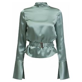 Autre Marque 8 By Yoox Blouse ceinturée en soie verte Vert