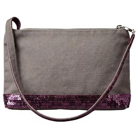 Vanessa Bruno Grey Canvas Sequin Pochette Grey Purple