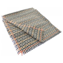 Hermès Hermes H Ecosé Silk and Cashmere Stole Black Beige Orange