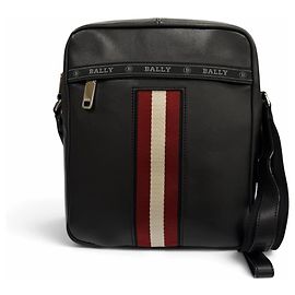 Borsa a tracolla a righe Bally Holm in pelle bovina Nero
