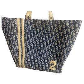 Borsa Tote Christian Dior Oblique Monogram - Blu e Crema Blu Crudo