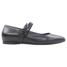 Hermès Jane Api Buckle Chevre Flats Nero
