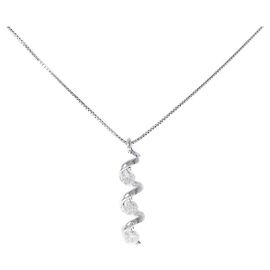 Autre Marque Au750 Diamond Necklace Silvery
