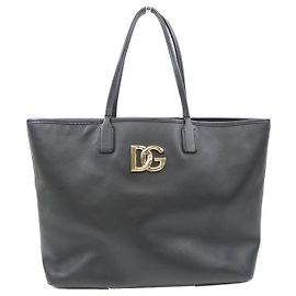 Bolsa Tote de couro preta Dolce & Gabbana Preto