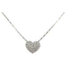 Autre Marque Au750 White Gold Diamond Necklace Silvery