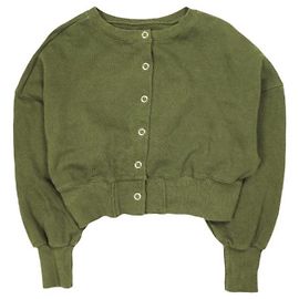 Autre Marque WILLFULLY short cropped ring button 3way sweat Cotton 2way Top Green Olive green