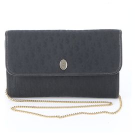 Christian Dior Trotter Leather 2-Way Chain Shoulder Bag Black