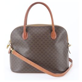 Céline Saco Tote 2-Way em couro Celine Macadam Marrom