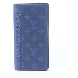 Louis Vuitton Cartera Larga Brazza en Taigarama con protección RFID Azul