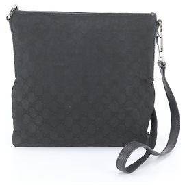 Gucci GG Canvas Leather Shoulder Bag Black