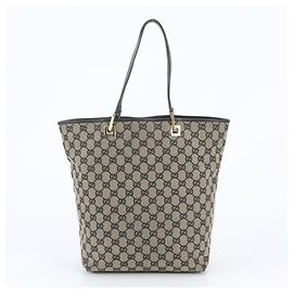 Gucci GG Canvas Leder Tote Bag Schwarz