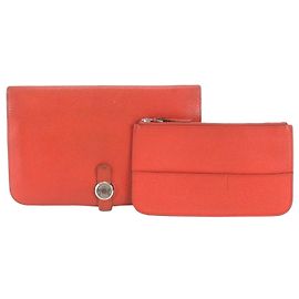 Hermès Cartera larga de piel Hermes Dogon Duo GM Roja