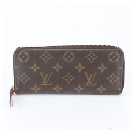 Cartera larga Louis Vuitton Monogram Portefeuille Clemence de cuero Fuchsia con protección RFID Fucsia