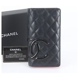 Carteira Longa de Couro Chanel Cambon Line Preto