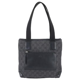 Gucci GG Canvas Leather Tote Bag Black