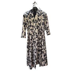 Abito lungo in seta Max Mara stampa floreale Nero Bianco