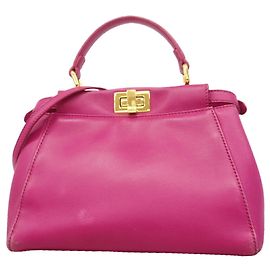 Fendi Peekaboo Leather Handbag in Pink Pink