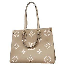 Borsa Tote Louis Vuitton Monogram Empreinte Bicolor OnTheGo MM Grigio Crudo