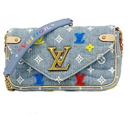 Bolsa de Ombro com Corrente Louis Vuitton New Wave Pochette Azul claro