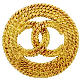 Broche Chanel plaquée or - Coco Mark Circle Doré