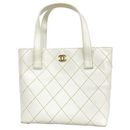 Borsa Tote Chanel in pelle bianca Bianco