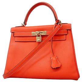 Hermès Bolsa Hermes Candy Kelly 28 Rosa Dourado