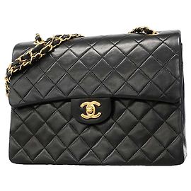 Chanel Matelassé Double Flap Shoulder Bag Black