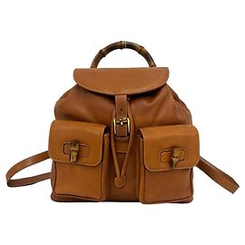 Gucci Vintage Leder-Rucksack mit Bambus Braun