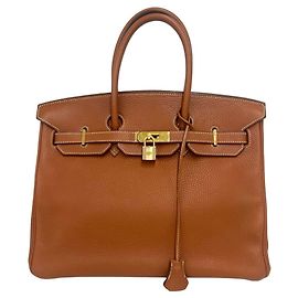 Hermès Borsa HERMES Birkin 35 in pelle Taurillon Clemence marrone Marrone