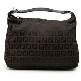 Fendi Brown Zucchino Canvas Handbag Brown Dark brown