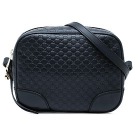 Gucci Blue Microguccissima Bree Crossbody Blau Marineblau