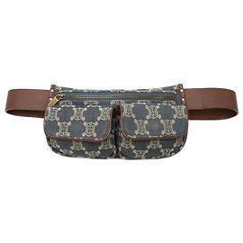 Céline Bolso cinturón Celine Blue Macadam Denim de doble bolsillo Azul Otro