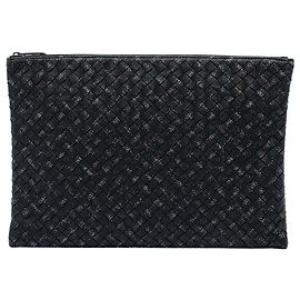 Bottega Veneta Black Nappa Intrecciato Micro Dot Clutch Black