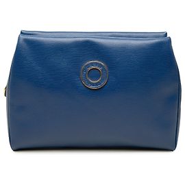 Céline Celine Blue Lizard Embossed Leather Clutch Blue