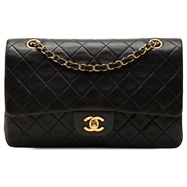 Chanel Black Medium Classic Lambskin Double Flap Nero