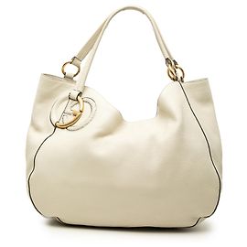 Tote Gucci Medium em Twill e Pele de Vitela Granulada Branca Branco