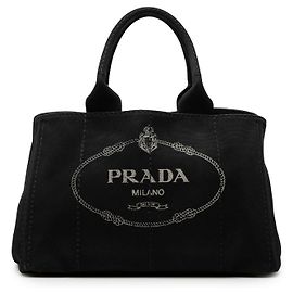 Sac Tote Prada en toile Canapa logo noir Noir