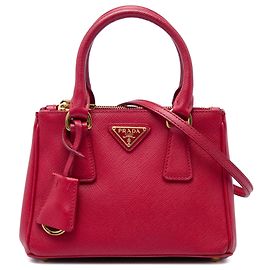 Prada Bolso Galleria Double Zip Mini Saffiano Lux Rojo Roja
