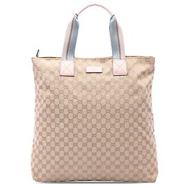 Tote Verticale Gucci in Canvas GG beige e Web Beige
