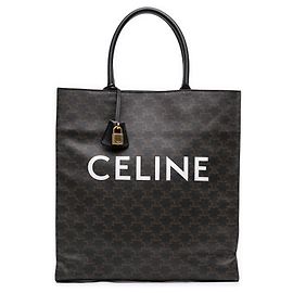 Céline Celine Brown Large Triomphe Coated Canvas Cabas Vertical Tote Brown Dark brown
