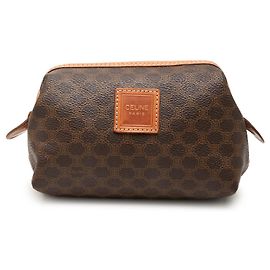 Céline Celine Brown Macadam Coated Canvas Pouch Brown
