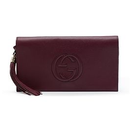 Clutch Gucci Soho Disco em couro de bezerro vermelho Vermelho Bordeaux