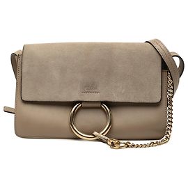 Chloé Faye Crossbody Small em camurça e couro de bezerro castanho Marrom Taupe