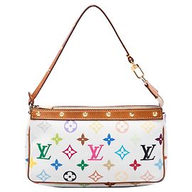 Louis Vuitton White Monogram Multicolore Pochette Accessoires Bianco