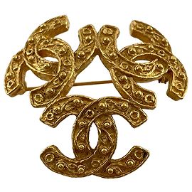 Spilla Triple CC Chanel Gold Placcata in Oro D'oro