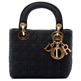 Dior Black Mini Nylon Microcannage Lady Dior Nero
